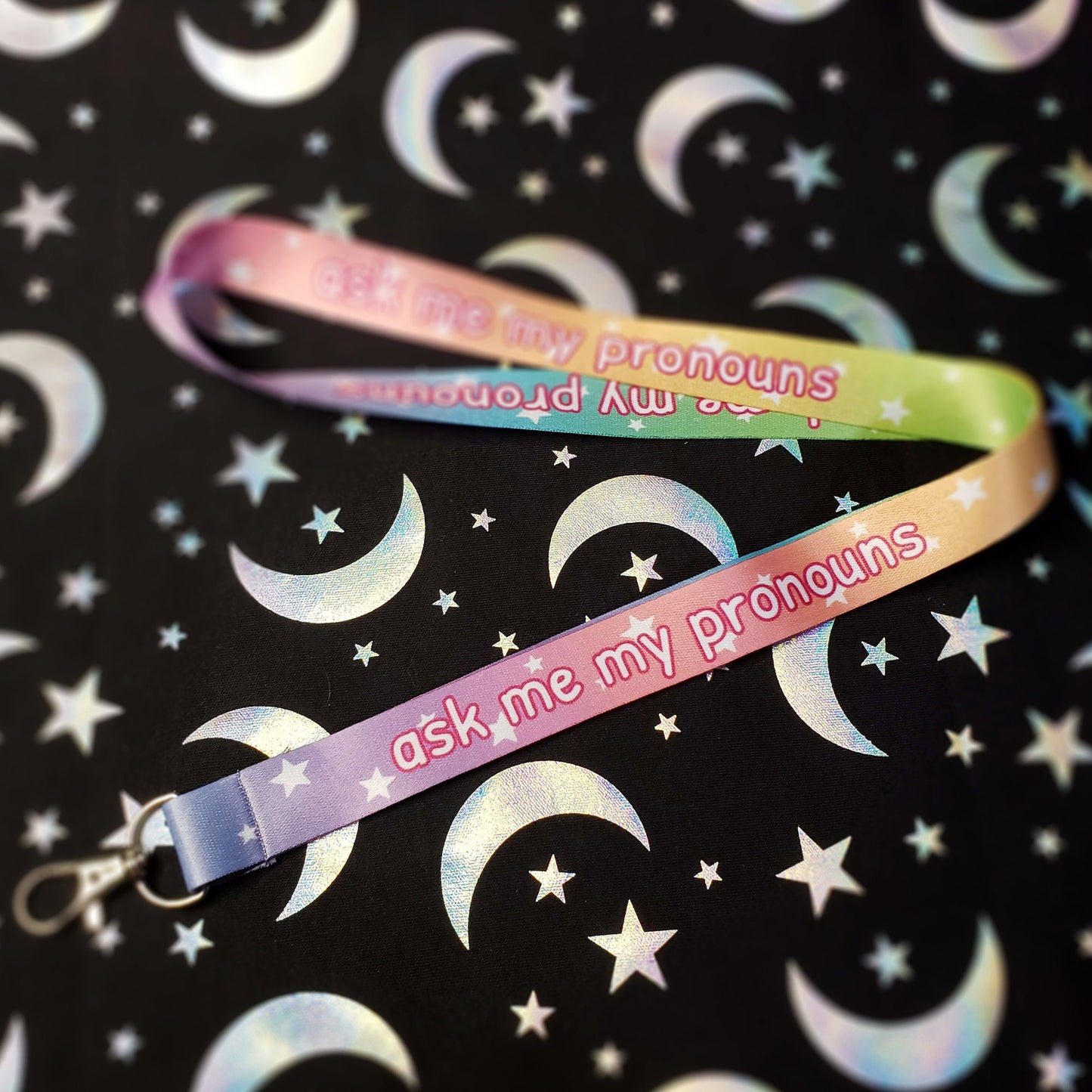 Cute Rainbow Pronoun Lanyards