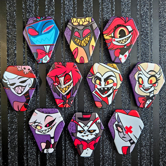 Hazbin Hotel Coffin Pin Buttons